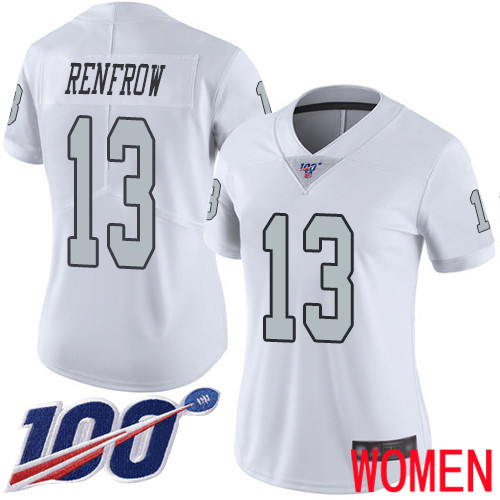 Oakland Raiders Limited White Women Hunter Renfrow Jersey NFL Football #13 100th Season Rush Jersey->women nfl jersey->Women Jersey